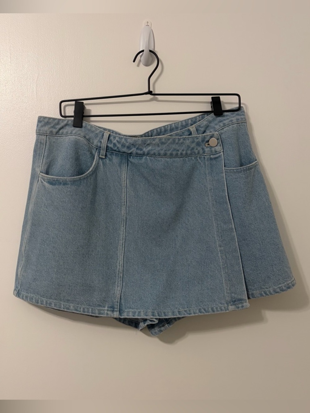 Light Wash Denim Skort - Light Blue